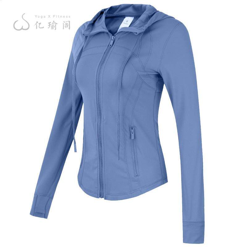 运动连帽外套女春秋新款修身显瘦专业速干瑜伽健身服上衣