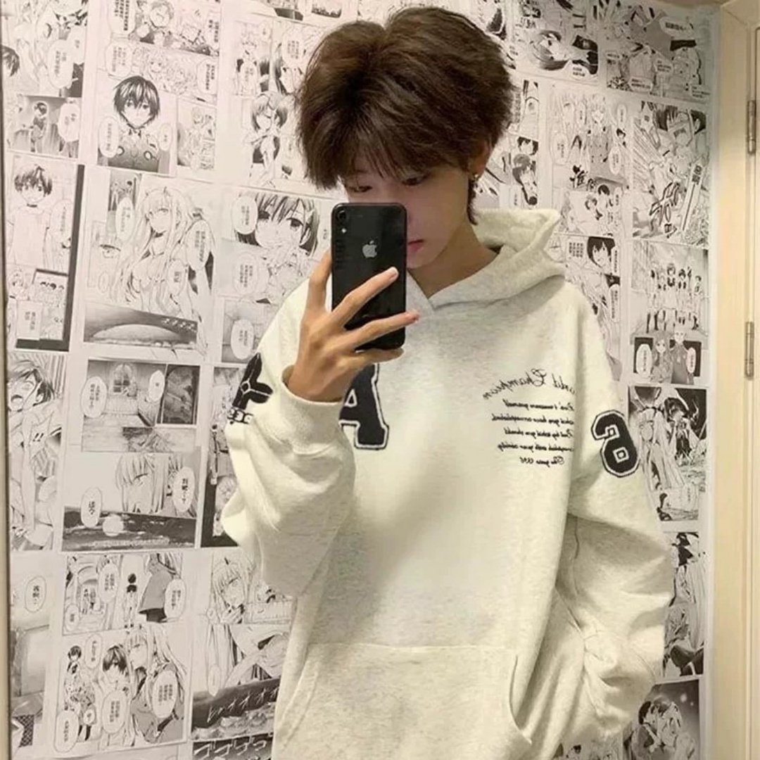 秋季新款刺绣植绒字母连帽套头卫衣宽松百搭国潮牌网红长袖衫男女