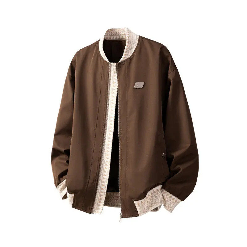 cleanfit立领外套男款秋季美式大码刺绣痞帅夹克复古棒球服百搭