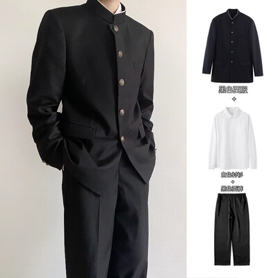 日本热血高校男子高中生DK制服黑诘襟立领中山装学兰学生校服班服