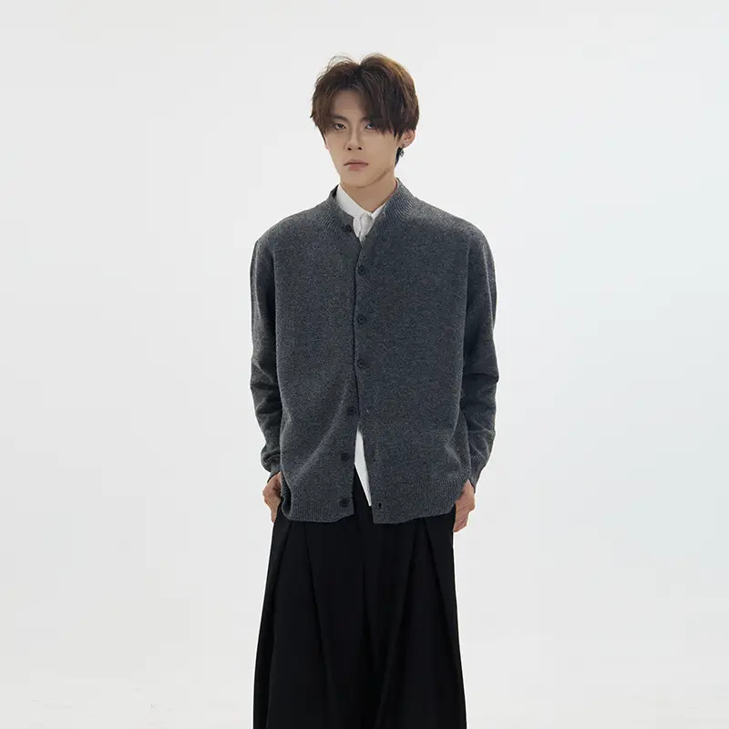 新贵老钱氛围感针织衫cleanfit可翻高领毛衣男女宽松休闲外套