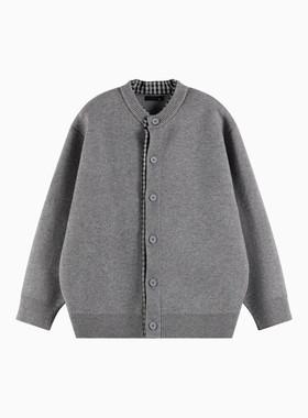 niu系时尚千鸟格拼接针织开衫休闲通勤毛衣外套86337