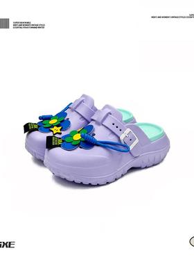 VISOONS厚底增高风信子卡通凉拖鞋外穿EVA紫色包头拖鞋 女款