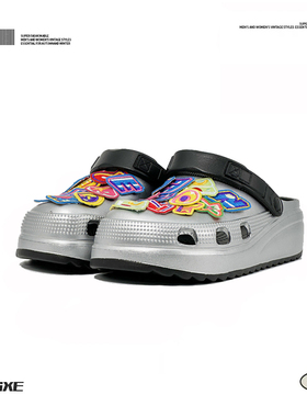 VISOONS刺绣字母外穿洞洞鞋情侣春夏新款时尚小众休闲包头半拖