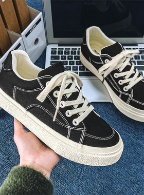 帆布鞋男夏季透气板鞋2025新款男士休闲鞋平底低帮鞋子男百搭潮鞋