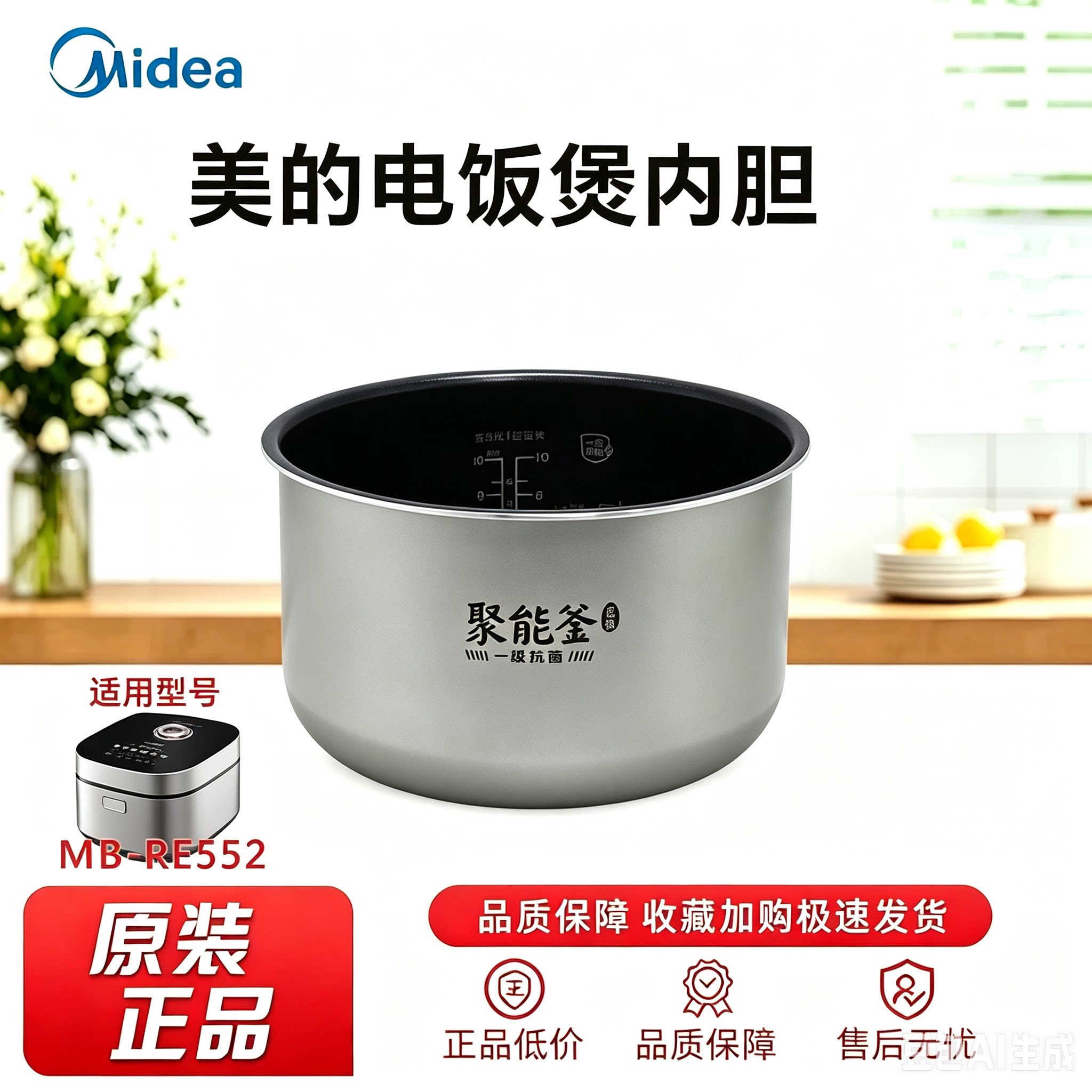 美的电饭煲MB-RE552内胆抗菌5L原装全新配件大全聚能釜不沾原内锅图片