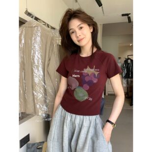 hers韩系小众葡萄水果短袖 METWO T恤20936 孤品清仓