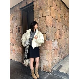 10289白鸭绒白色皮羽绒服立领拉链棉服 METWO 孤品清仓