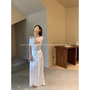 白开水三件套女清冷披肩 8239 METWO 半身裙套装 孤品清仓