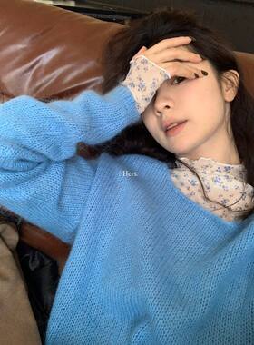 【孤品清仓】hers92109韩系高品质毛绒绒套头保暖马海毛毛衣女