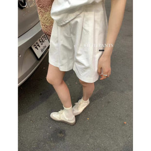 子宽松高级西裤 女裤 METWO高腰五分白色短裤 08258 孤品清仓