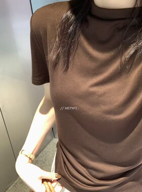 【孤品清仓】METWO 8819后背纽扣微高领短袖T恤