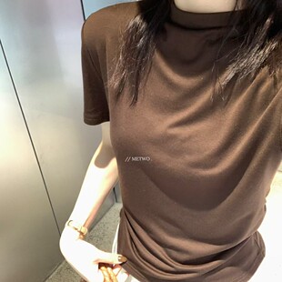 8819后背纽扣微高领短袖 METWO T恤 孤品清仓