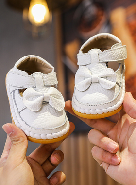 春秋新款0-1岁宝宝鞋软底手工真皮婴儿学步鞋3防滑透气公主单鞋2