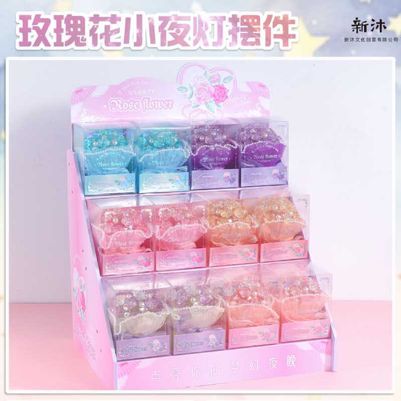 砂糖玫瑰花造型小夜灯摆件可爱儿童节日生日装饰礼物桌面摆件夜灯