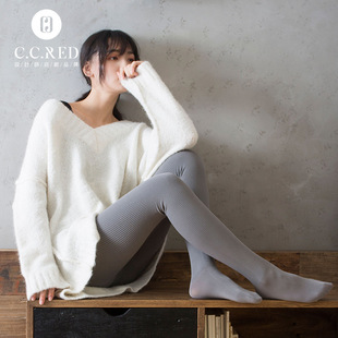 龙抓毛加绒加厚袜子新品 女外穿2018雪地袜竖条纹显瘦 打底裤