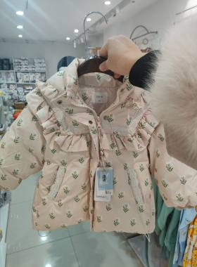 a哟幼米专柜正品加厚碎花韩版可爱羽绒服，外套大衣