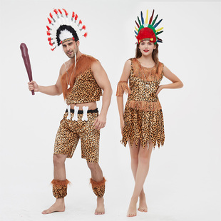野人服装非洲鼓演出服土著人服装原始印第安人服装非洲毛利人服装