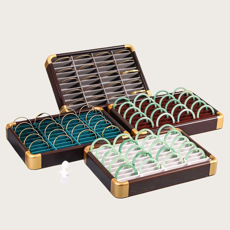 轻奢金色收纳盒40格高档看货盘玉器托盘展示盘珠宝手镯收纳饰品盘