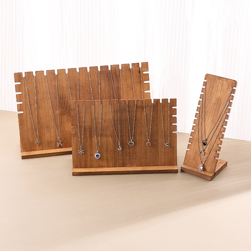 胡桃色项链展示架吊坠架L型立式首饰架珠宝收纳架饰品可拆展示板