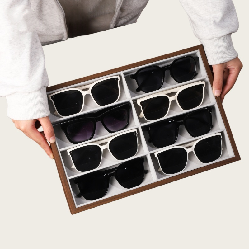 眼镜店柜台展示盘实木眼镜道具展示盒柜台装饰托盘太阳镜收纳盘