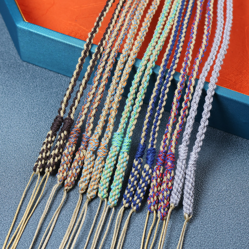 天珠横穿锁骨绳玉米结吊坠挂绳藏式手搓棉线手工编织项链挂脖绳