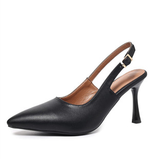 休闲百搭包头高跟凉鞋后空显瘦尖头细跟四季鞋大码41 42 43 44 45