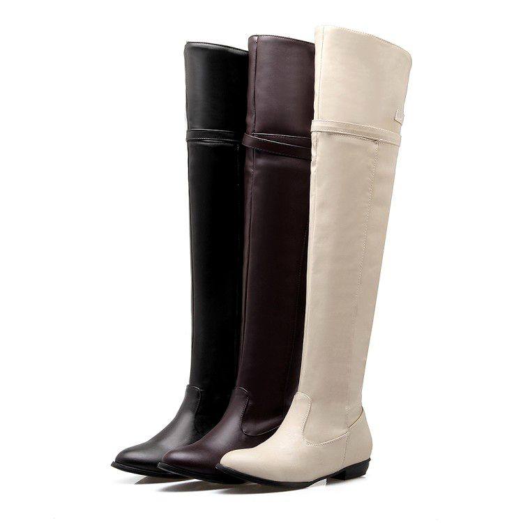 韩版骑士靴皮带扣平底过膝靴大码44 45 46 47 48码长筒靴40-43码,女鞋,骑士靴,淘宝优惠券,粉丝福利购,淘宝优惠卷