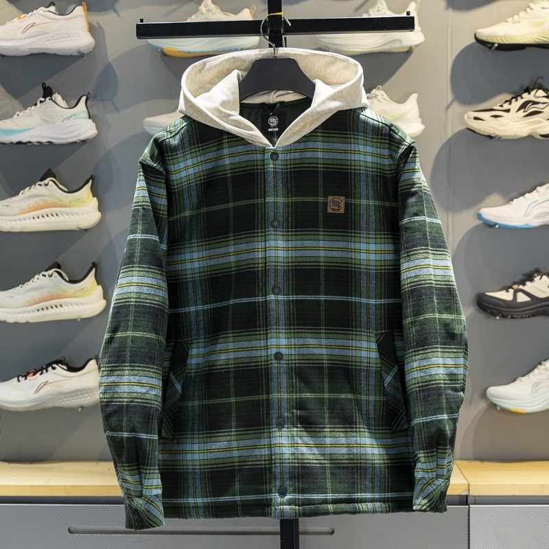 李宁棉服男子2026春季新款反伍篮球宽松保暖连帽格子外套AFMW001