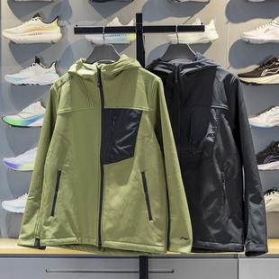 李宁CF溯加绒保暖防泼水外套男子2025冬宽松户外软壳上衣AFDVB37