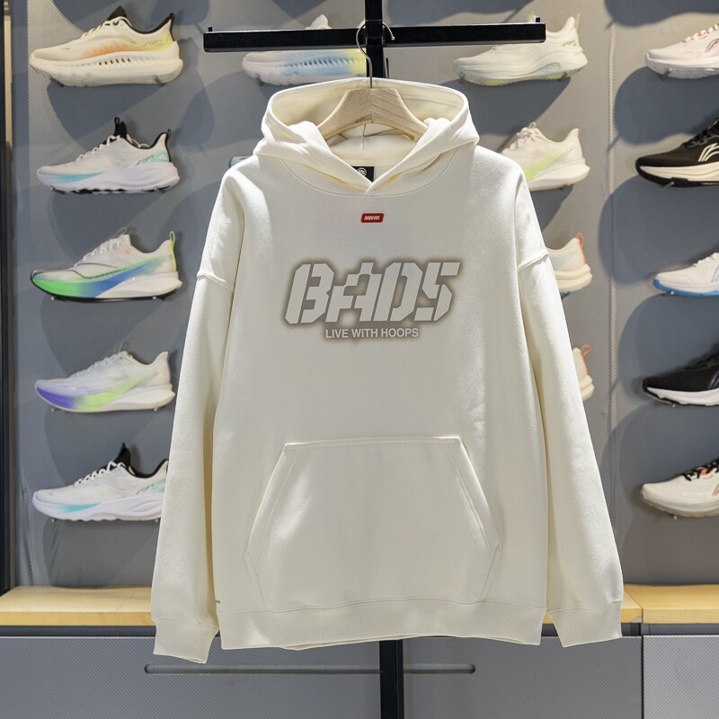 李宁男子连帽加绒保暖套头卫衣