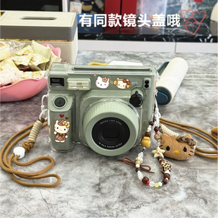 富士wide400透明保护壳卡通挂绳贴纸镜头盖kitty拍立得相机保护套