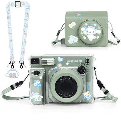 适用拍立得WIDE 400透明收纳壳耐用防刮防摔水晶壳保护套皮质包包