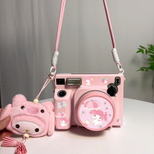 富士拍立得wide400粉色保护壳挂绳送镜头盖拍立得wide300保护套女
