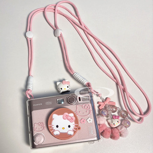 拍立得mini evo水晶保护壳镜头盖配件适用富士迷你evo粉色相机壳