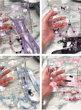 拍立得wide400/EVO透明收纳壳SQ140卡通99保护套防摔保护壳背带绳