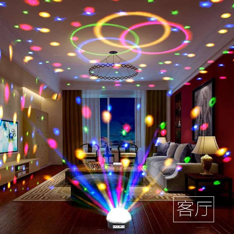 9色LED水晶魔球声控酒吧舞台灯旋转七彩灯KTV闪光雷射灯广场舞灯