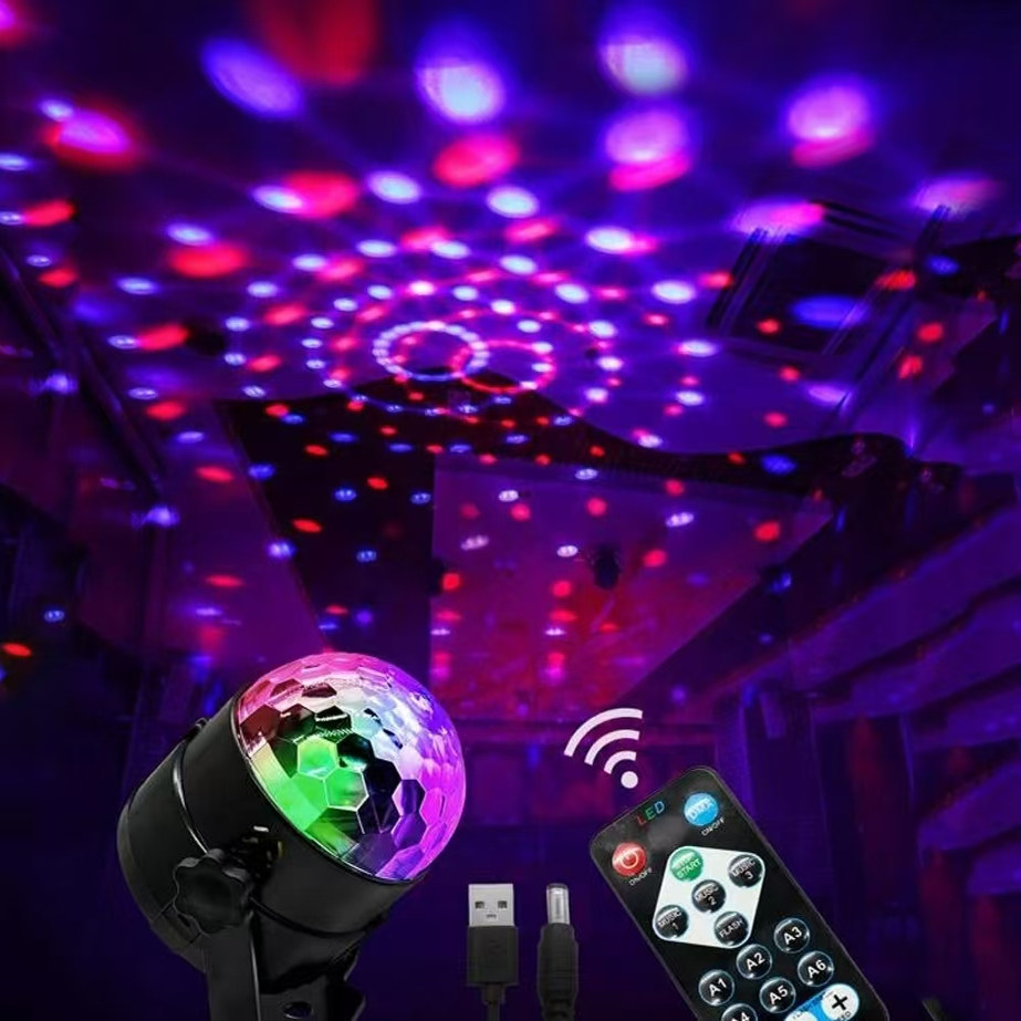 家用酒吧迷你旋转七彩灯LED水晶魔球声控 灯KTV闪光灯氛围灯