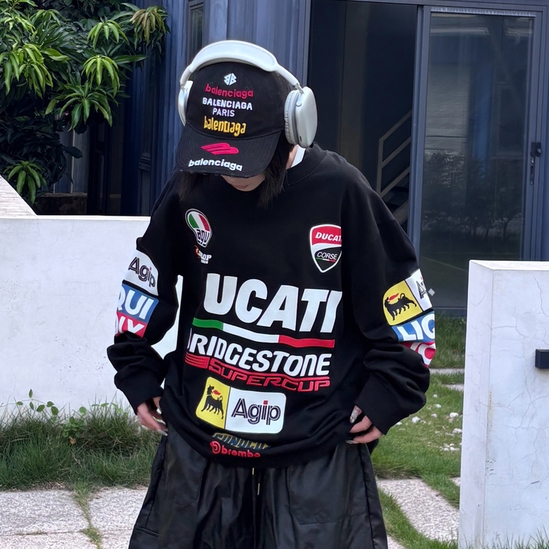 ANDLIFE品牌2025秋重磅300g机车杜卡迪机车长袖潮牌男女同款嘻哈
