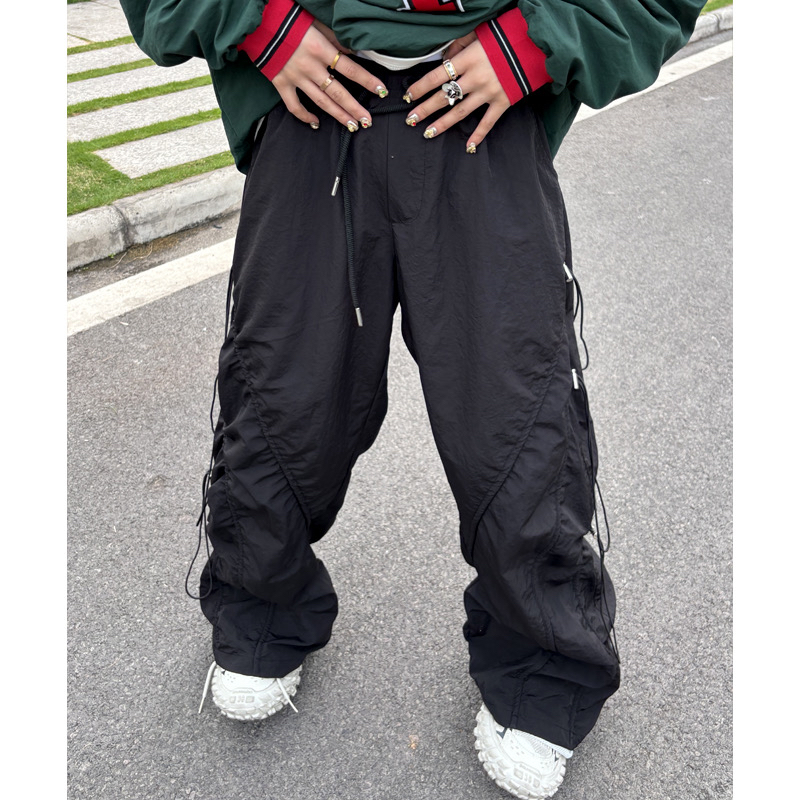 ANDLIFE潮牌街头小众设计抽褶弯刀裤潮牌男女同款冲锋裤春夏2025