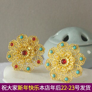 唐风经典团花发钗唐朝贵女发髻花朵钗环古风汉服配饰古装道具头饰