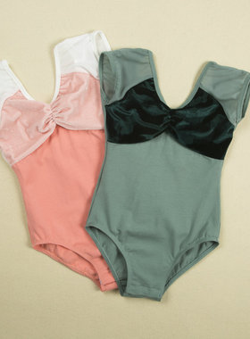 甩货棉无袖新款弹力儿童夏季练功民族连体形体芭蕾舞蹈服开裆绿色