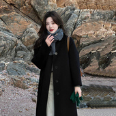 黑色双面羊绒大衣女赫本风2025秋冬新款 高端中长款 小个子毛呢外套