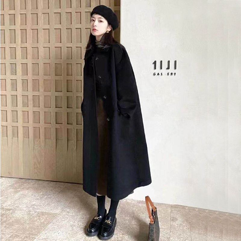 赫本风黑色双面羊毛呢子大衣女今年流行韩系高级感气质羊绒外套,女装/女士精品,毛呢外套,淘宝优惠券,粉丝福利购,淘宝优惠卷