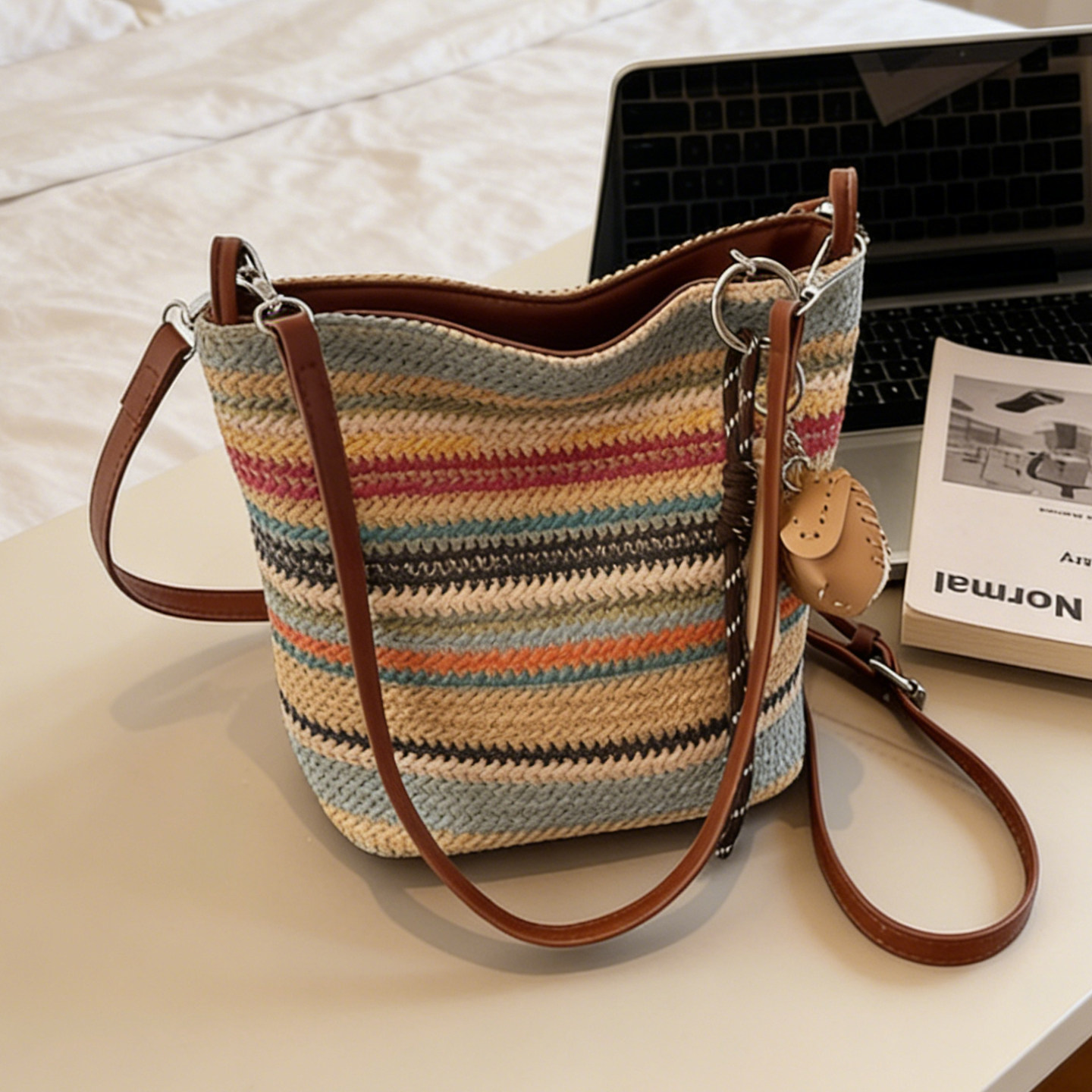 夏天夏季海边度假风编织草编包包女2026新款大容量通勤单肩斜挎包