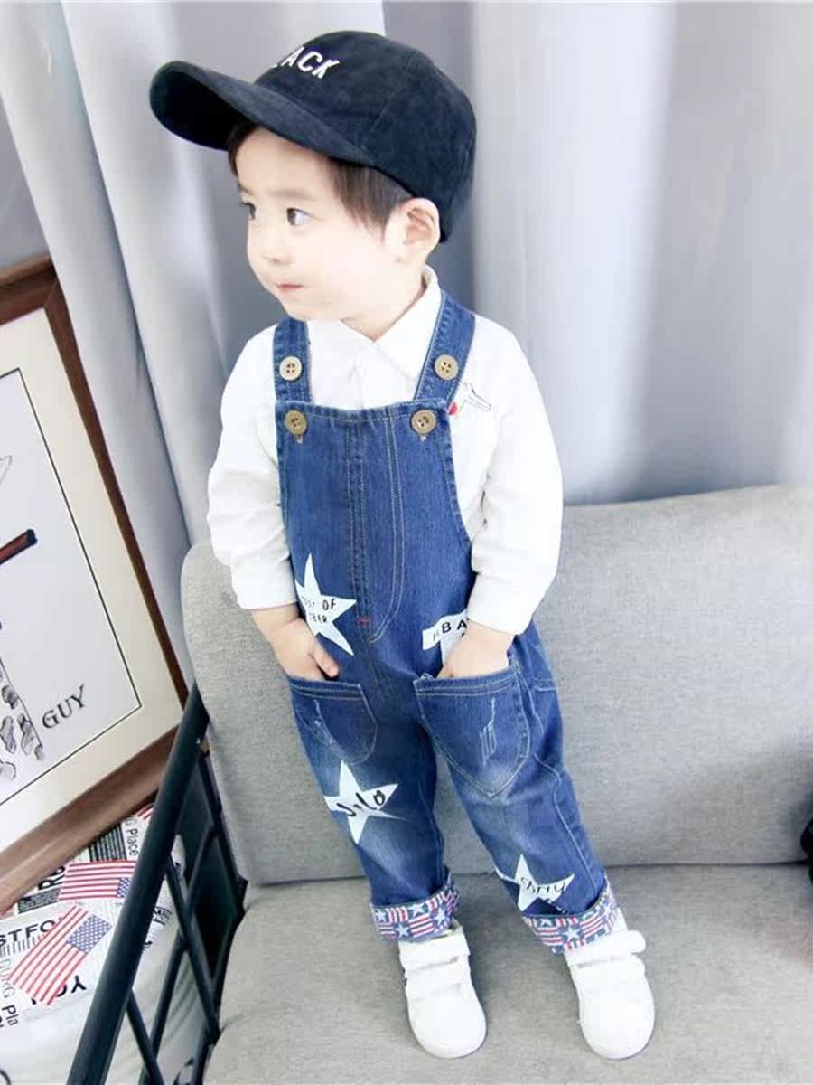 2026新款男童牛仔背带裤子春秋款儿童装婴幼儿小童女宝宝吊带裤潮