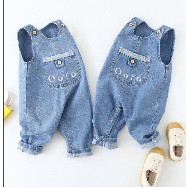 2026春秋装新款牛仔背带裤子男女儿童宝宝婴儿背心式休闲长裤洋气