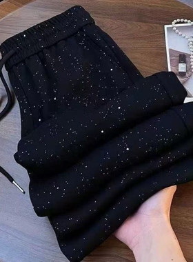 胖妹妹2-300斤大码亮闪闪满天星阔腿裤女2026夏季新款高腰休闲裤