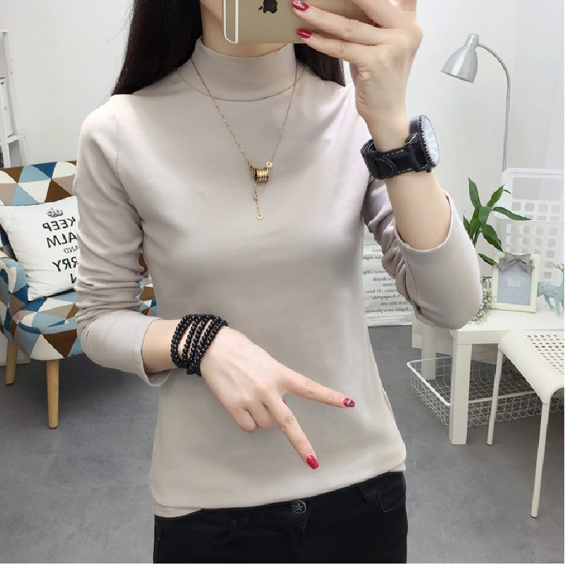 半高领纯棉打底衫女装春秋冬内搭显瘦2025美拉德穿搭中领长袖上衣