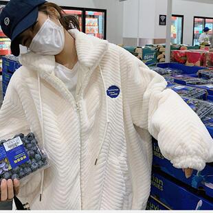 小香风羊羔毛毛厚外套女秋冬季2025新款毛绒绒加绒加厚羊羔绒韩系